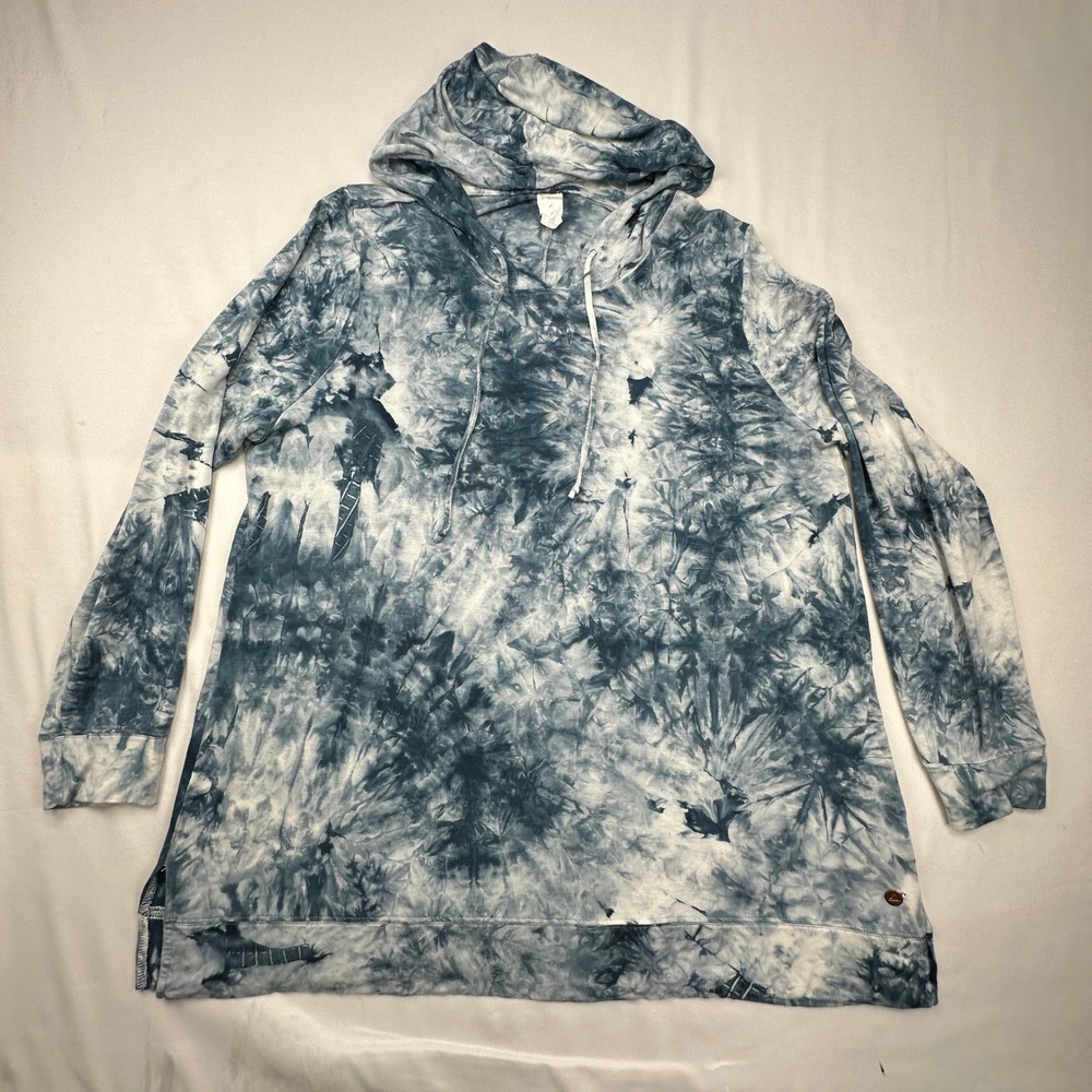 LIVI Blue White Tie Dye French Terry Hoodie Plus Size 18/20 605168 Long Sleeve